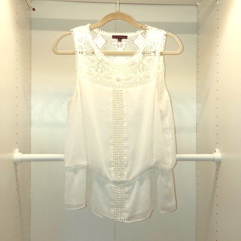 White eyelit sleeveless top